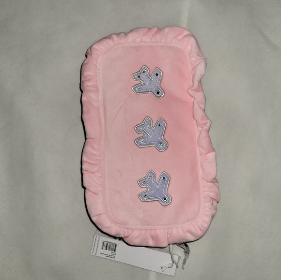 Stoney Clover Lane Airplane Embroidered Velvet Ruffle Small Pouch - Picture 4 of 6